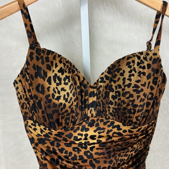 Miraclesuit Rialto Leopard Sweetheart Neck Shirred One Piece Swimsuit US 14 - Picture 2 of 7